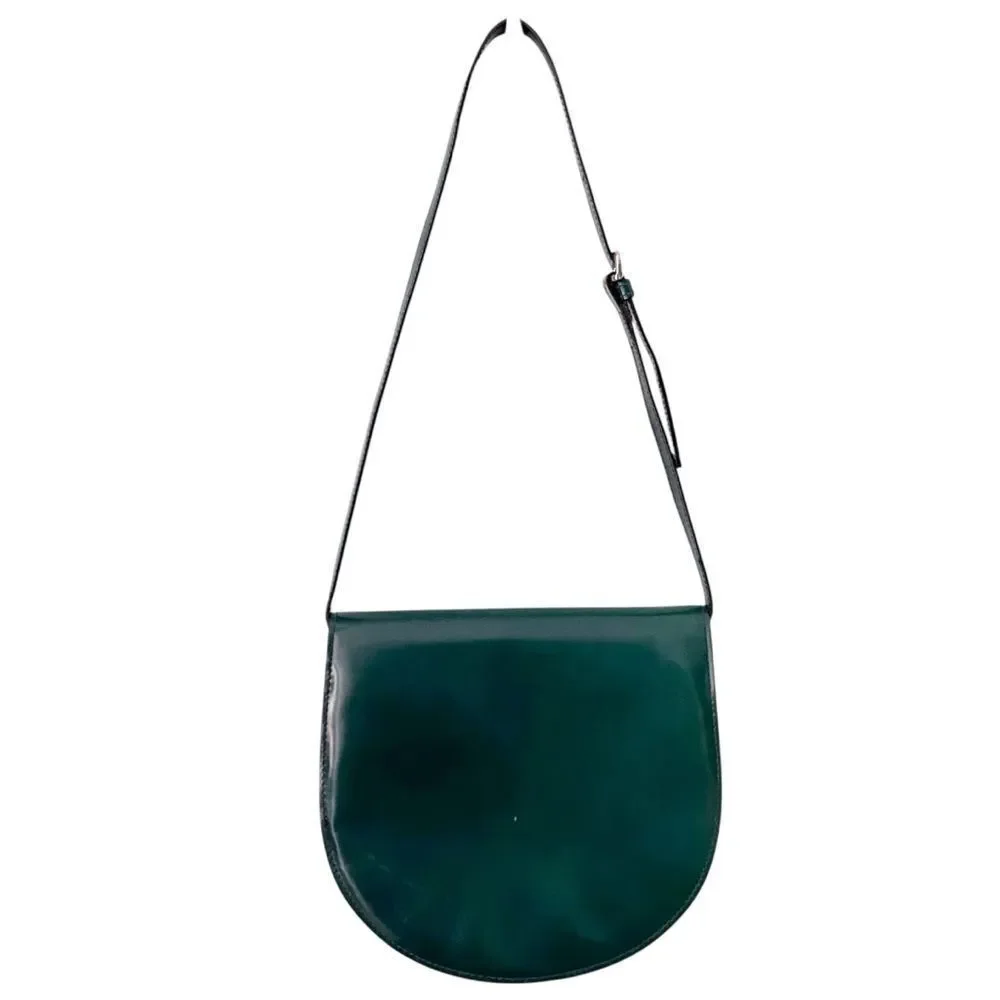 Desmo Made in Italy Elegant Green Leather Shoulder Bag